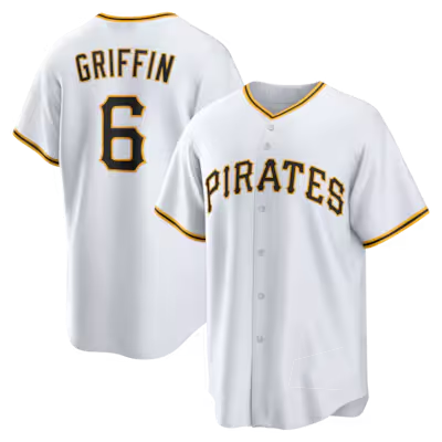 P.Pirates #6 Konnor Griffin White Home Replica Jersey