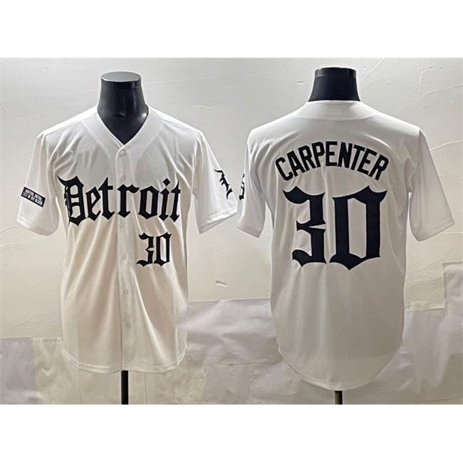 D.Tigers #30 Kerry Carpenter White Motor Gothic Edition Vapor Premier Limited Stitched Jersey
