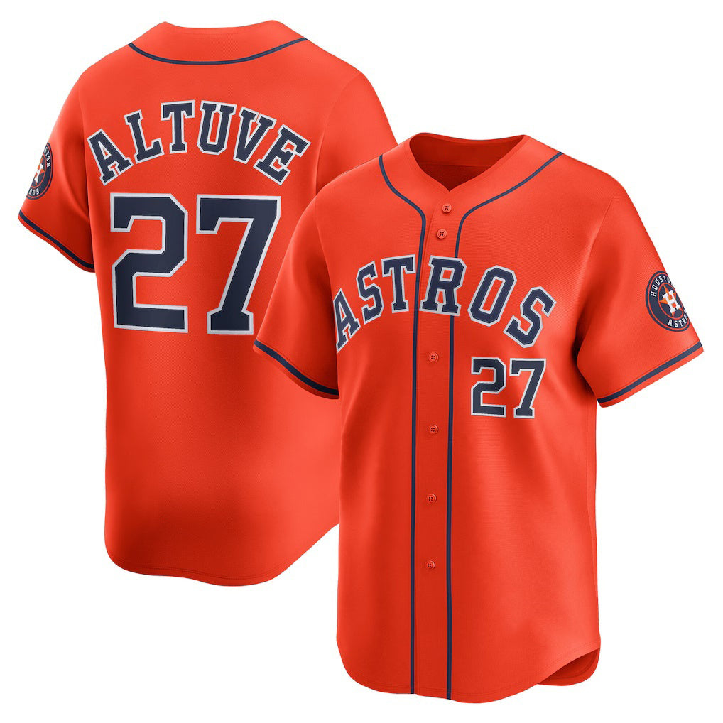 H.Astros #27 Jose Altuve Orange Alternate Limited Player Jersey