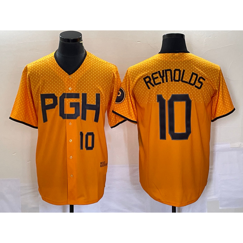 P.Pirates #10 Bryan Reynolds Number Gold 2023 City Connect 2 Stitched Jersey