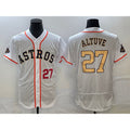 H.Astros #27 Jose Altuve Number 2023 White Gold World Serise Champions Patch Flex Base Stitched Jersey