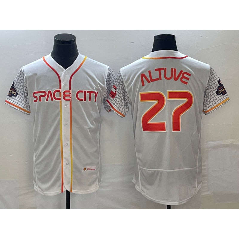 H.Astros #27 Jose Altuve Number White 2023 City Connect Flex Base 3 Stitched Jersey