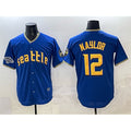Seattle Mariners #12 Josh Naylor Royal With 2025 AL West Division Champions Patch Limited Stitched jersey