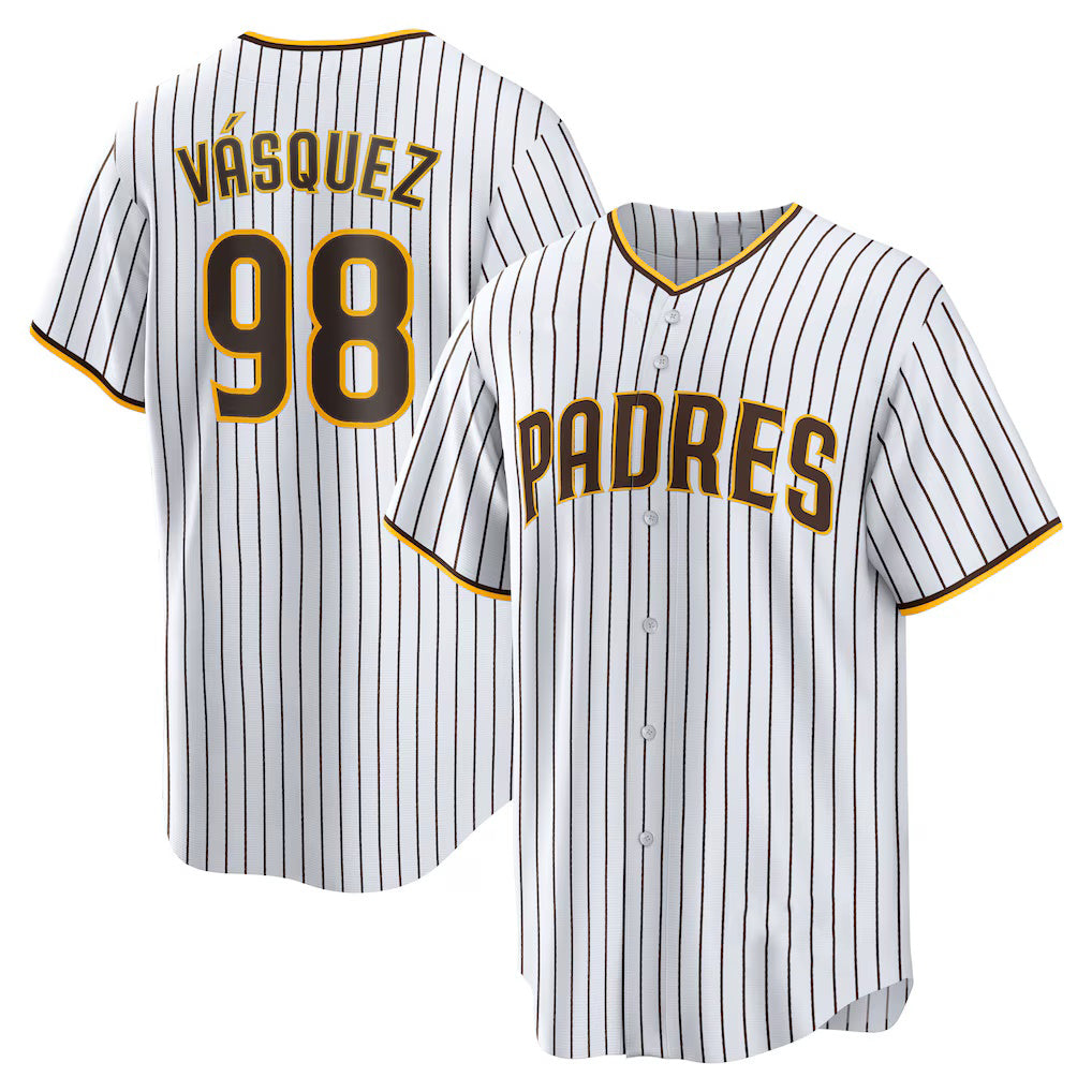SD.Padres #98 Randy Vasquezs White Home Replica Jersey