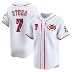 C.Reds #7 Spencer Steer White Home Limited Player Jersey