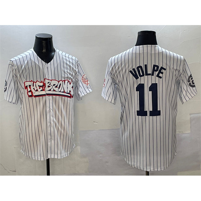 NY.Yankees #11 Anthony Volpe White Bronx Graffiti Vapor Limited Stitched  Jersey