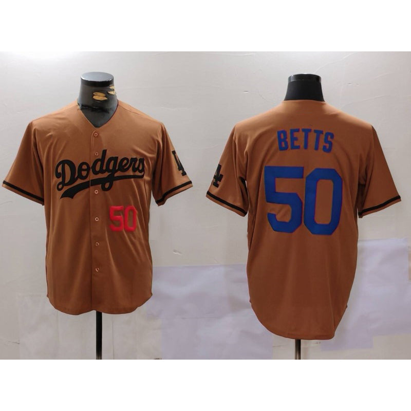 LA.Dodgers #50 Mookie Betts Number Olive Cool Base 2 Limited Stitched Jersey