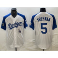 LA.Dodgers #5 Freddie Freeman White Blue Fashion Stitched Cool Base 2 Limited Jersey