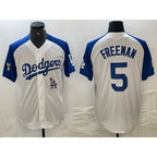 LA.Dodgers #5 Freddie Freeman White Blue Fashion Stitched Cool Base 2 Limited Jersey