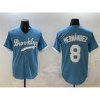 LA.Dodgers #8 Enrique Hernandez Light Blue Stitched Jersey