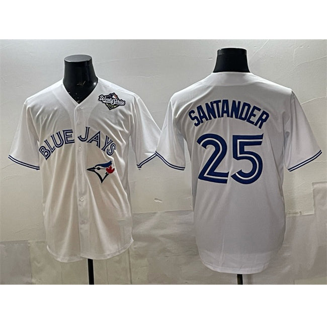 TB.Jays #25 Anthony Santander White 2025 World Series Home Cool Base Stitched Jersey