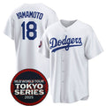 LA.Dodgers #18 Yoshinobu Yamamoto White 2025 World Tour Tokyo Series Home Stitched Jersey