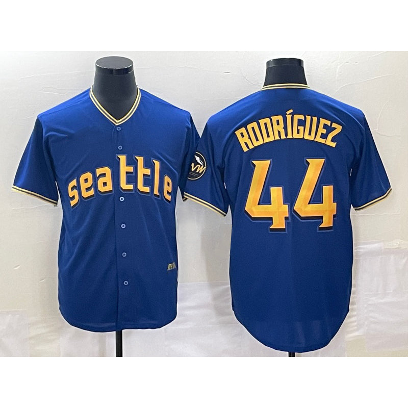 S.Mariners #44 Julio rodriguez Blue 2023 City Connect Cool Base Stitched Jersey