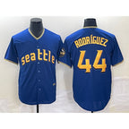 S.Mariners #44 Julio rodriguez Blue 2023 City Connect Cool Base Stitched Jersey