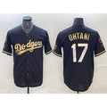 LA.Dodgers #17 Shohei Ohtani Black Gold Stitched Cool Base Jersey