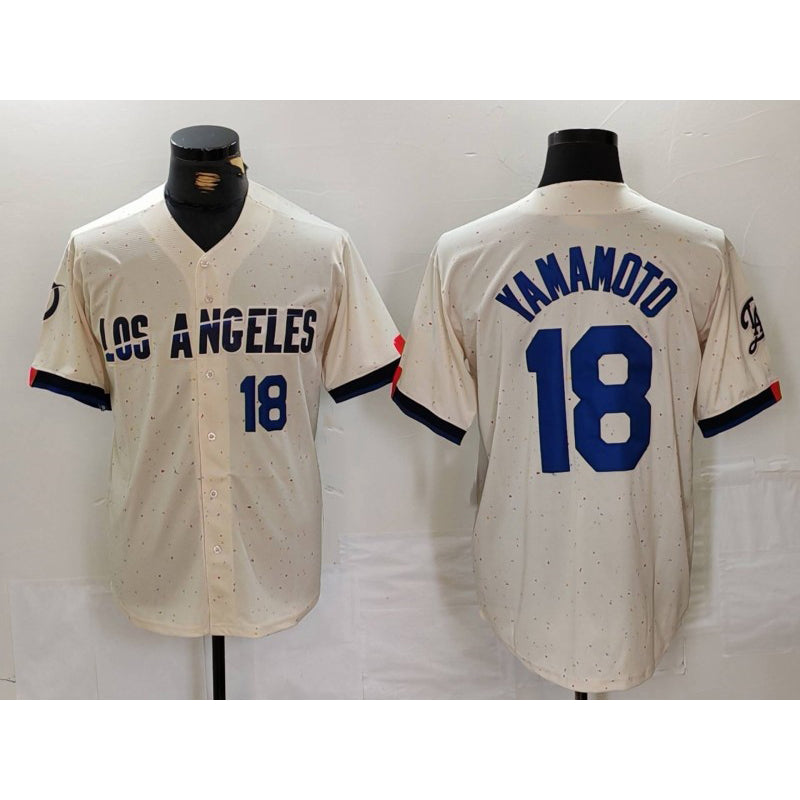 LA.Dodgers #18 Yoshinobu Yamamoto Number Cream 2024 City Connect 2 Limited Stitched Jersey
