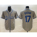 LA.Dodgers #17 Shohei Ohtani Gray Cool Base With Patch Stitched Jersey