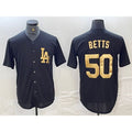 LA.Dodgers #50 Mookie Betts Black Gold Cool Base Stitched Jersey