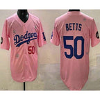 LA.Dodgers #50 Mookie Betts Pink 2025 Tokyo Series Limited Jersey