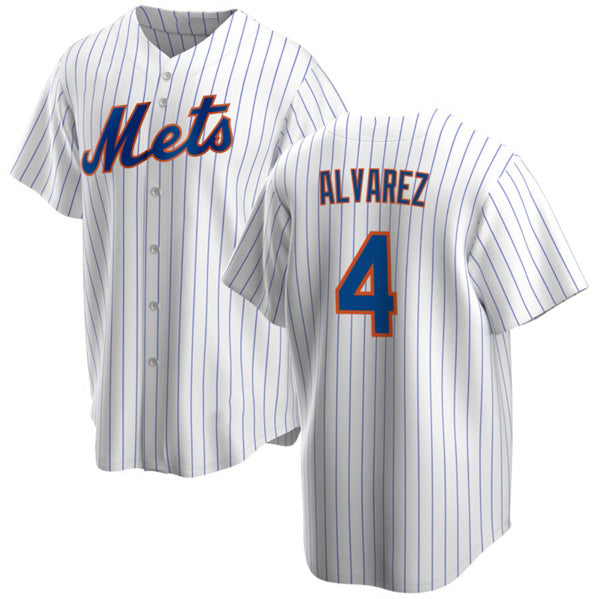 NY.Mets #4 Francisco Alvarez White Cool Base Stitched Jersey