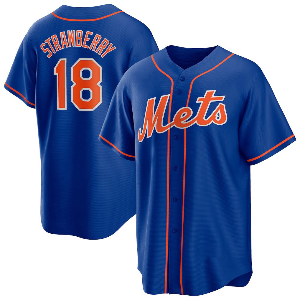 NY.Mets #18 Darryl Strawberry Royal Alternate Replica Player Jersey