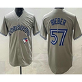 TB.Jays #57 Shane Bieber Grey Cool Base Jersey