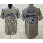 TB.Jays #57 Shane Bieber Grey Cool Base Jersey