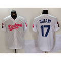 LA.Dodgers #17 Shohei Ohtani White Pink Vin & Kobe Patch Stitched 2 Stitched Jersey