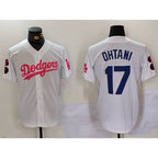 LA.Dodgers #17 Shohei Ohtani White Pink Vin & Kobe Patch Stitched 2 Stitched Jersey