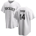 C.Rockies #14 Ezequiel Tovar White Cool Base Stitched Jersey