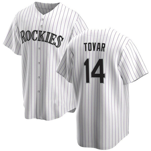 C.Rockies #14 Ezequiel Tovar White Cool Base Stitched Jersey