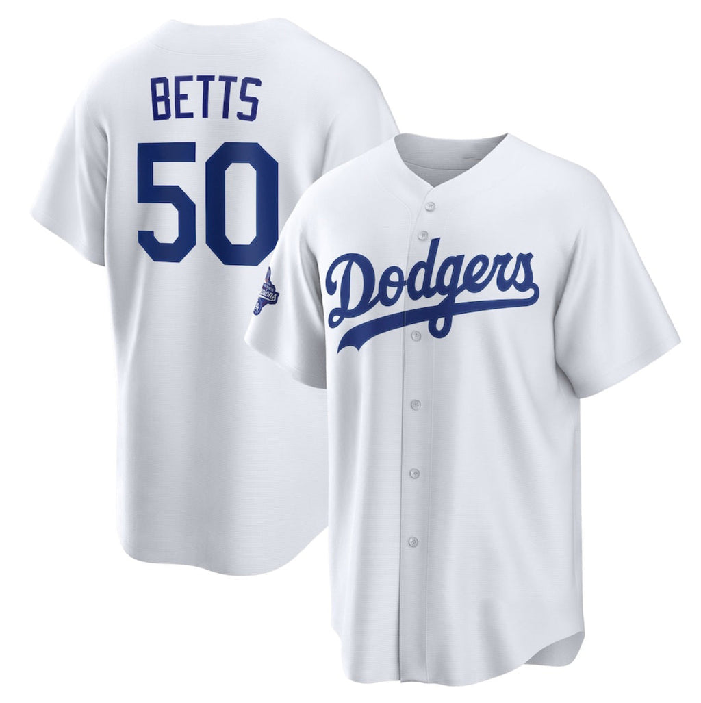 LA.Dodgers #50 Mookie Betts White 2025 World Series Champions Home Cool Base Stitched Jersey