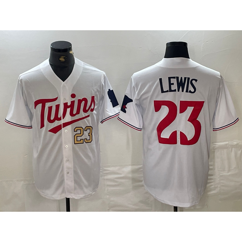 M.Twins #23 Royce Lewis Number White Stitched Cool Base Jersey