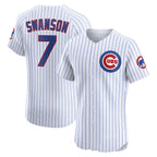 C.Cubs #7 Dansby Swanson White Home Elite Jersey