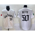 LA.Dodgers #50 Mookie Betts White Mexico 2025 LA Gothic Style With Fernando Patch Vapor Premier Limited Stitched Jersey