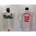 P.Phillies #12 Kyle Schwarber White Green Cool Base 2 Stitched Jersey