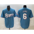 T.Rangers #6 Josh Jung Light Blue Team Logo Cool Base Jersey