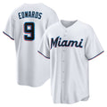 M.Marlins #9 Xavier Edwards White Home Replica Jersey