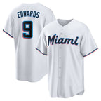 M.Marlins #9 Xavier Edwards White Home Replica Jersey