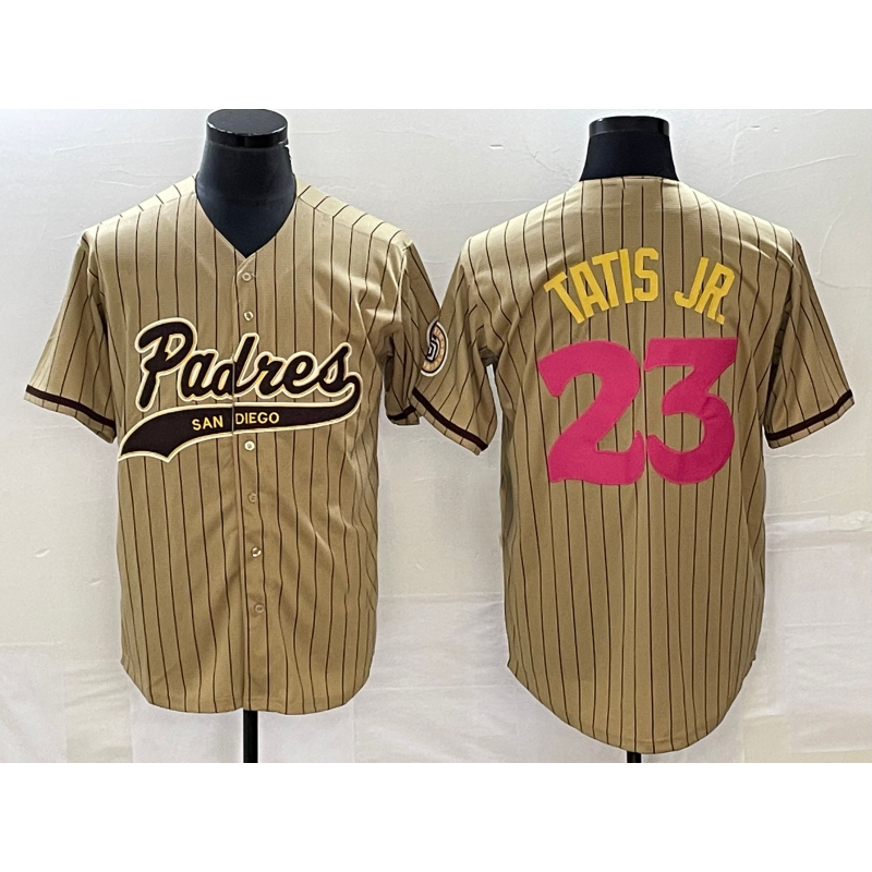 SD.Padres #23 Fernando Tatis Jr. Tan NEW 2023 City Connect Cool Base 2 Stitched Jersey