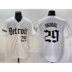 D.Tigers #29 Tarik Skubal White Motor Gothic Edition Vapor Premier Limited Stitched Jersey