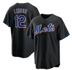 NY.Mets #12 Francisco Lindor Black 2022 Cool Base Stitched Jersey