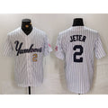 NY.Yankees #2 Derek Jeter White Pinstripe Fashion Cool Base Jerseys