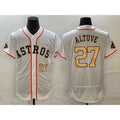 H.Astros #27 Jose Altuve Number 2023 White Gold World Serise Champions Patch Flex Base 3 Stitched Jersey