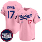 LA.Dodgers #17 Shohei Ohtani Pink 2025 Tokyo Series Limited Stitched Jersey