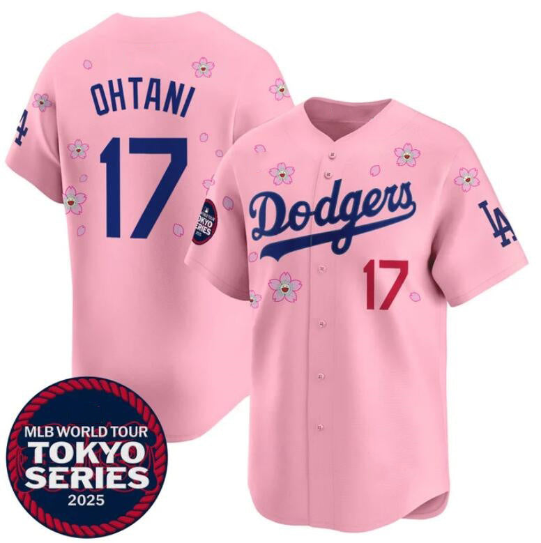 LA.Dodgers #17 Shohei Ohtani Pink 2025 Tokyo Series Limited Stitched Jersey