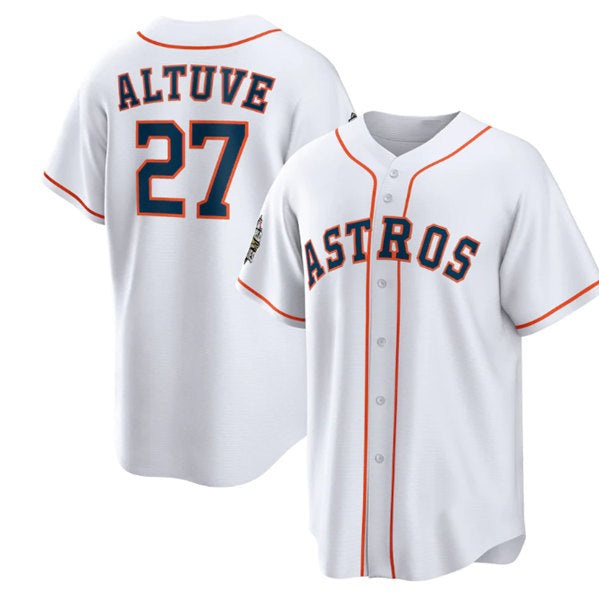 H.Astros #27 Jose Altuve White 2022 World Series Home Stitched  Jersey