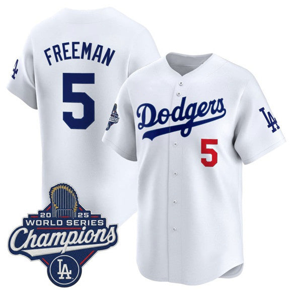 LA.Dodgers #5 Freddie Freeman White 2025 Champions Stitched Jersey