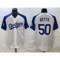 LA.Dodgers #50 Mookie Betts White Blue Fashion Stitched Cool Base Limited Jersey
