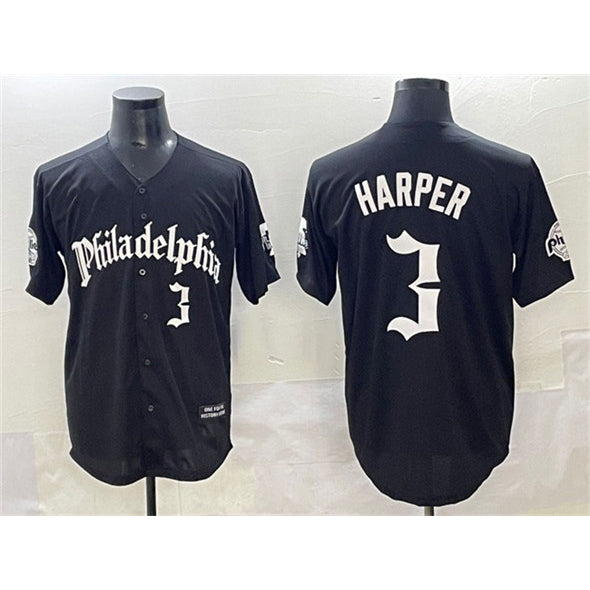 P.Phillies #3 Bryce Harper Black Gothic Vapor Limited Stitched Jersey
